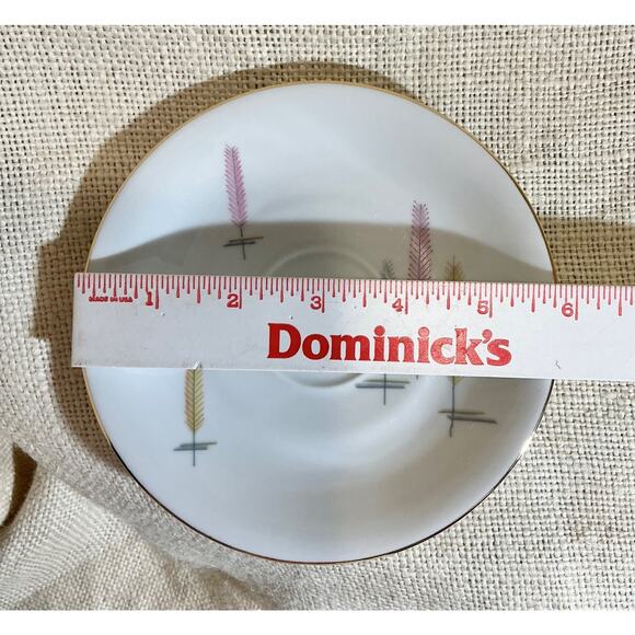 2 WINTERLING Bavaria MCM mid century modern pastel WHEAT feather cups & saucers - Picture 9 of 9